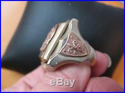 VTG Men's Mexican Biker Ring 1940s/50s Horse Sz 9 1/4 Brass Copper Shoe Shield