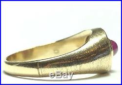 VTG Mens 14K Yellow Gold Cabochan & Diamond Ring Size 12.5