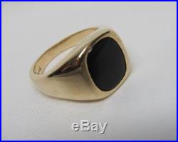 VTG Solid 14K Yellow Gold Black Onyx Ring size Men's CABOCHON Signet Heavy Dason