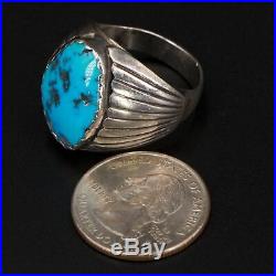 VTG Sterling Silver NAVAJO Turquoise Stone Fluted Men's Ring Size 11 19g