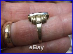 Very Rare Vtg Antique 10k Gold Art Deco Signet Ring, Man Lady Profiles In Heart