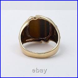 Victorian 10k Gold Carved Tiger Eye Double Roman Soldier Cameo Mens Ring 10gr