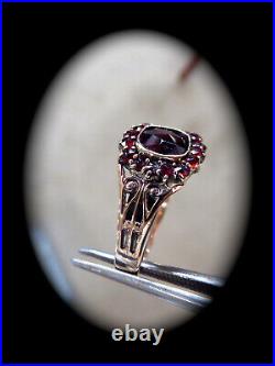 Victorian 10k Rose Gold Bohemian Rose Cut Garnet Ring Size 6 Garnets