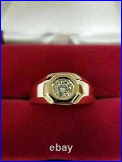 Vintage14K Yellow Gold Over 1CT Round Cut Diamond Simulated Solitaire Pinky Ring