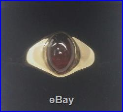 Vintage1960s 14k Solid Yellow Gold Young Men's Genuine Garnet Ring Size 9. 75