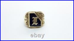 Vintage 10K Gold Black Onyx Men's Ring initial letter L