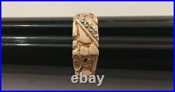 Vintage 10K Gold Nugget Style Diamond Men's Ring Size 10.5