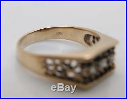 Vintage 10K Gold Nugget Style Mens. 10 TCW Diamond Ring