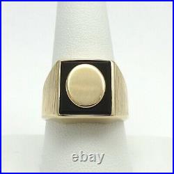 Vintage 10K Gold Onyx Signet Letter Initial Mens Ring sz10