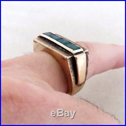 Vintage 10K Rose Gold Emerald Men's or Unisex Ring with 4 Emeralds (9.3g, size 8)
