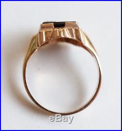 Vintage 10K Solid Gold Mens Masonic Ring with Diamond Size 11.5 weighs 4.98g