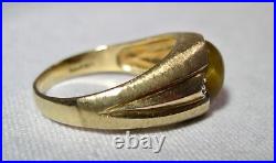 Vintage 10K Tiger's Eye Diamond Men's Ring Size 11 1/4 K1868