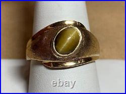 Vintage 10K Yellow Gold Cats Eye Men's Ring 6.7 Grams Size 10