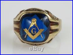 Vintage 10K Yellow Gold Masonic Men's Ring, 6.3g, Size 7 1/4