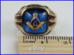 Vintage 10K Yellow Gold Masonic Men's Ring, 6.3g, Size 7 1/4