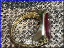 Vintage 10K Yellow Gold Men's Masonic Ring Red Stone Size 11.5 8.9 Grams