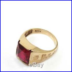 Vintage 10K Yellow Gold Men's Ruby Ring Size 10