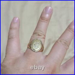 Vintage 10K Yellow Gold Mens Oval Ring Size 10, 10.1 grams