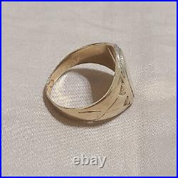 Vintage 10K Yellow Gold Mens Oval Ring Size 10, 10.1 grams