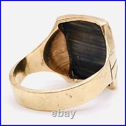 Vintage 10K Yellow Gold Roman Soldier Intaglio Hematite Men's Ring Size 10.5