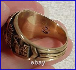 Vintage 10 Kt Yellow Gold Mans Ring Umwa Local 1392 Largest Shovel 6360 Image