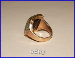 Vintage 10k & 14k Tri-Gold 15 x 20mm Turquoise Men's Ring Size 11 12.9 Grams