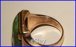 Vintage 10k & 14k Tri-Gold 15 x 20mm Turquoise Men's Ring Size 11 12.9 Grams