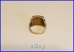 Vintage 10k Gold 5g Tiger Eye Intaglio Roman Warrior Men's Ring Size 5 1/4
