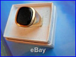 Vintage 10k Gold And 13.7x11.7mm Natural Black Onyx Men's Signet/ring Size 10