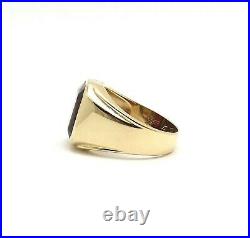 Vintage 10k Gold Emerald Cut 7ct Garnet January Birthstone Mens Ring