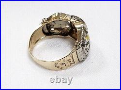 Vintage 10k Gold Men's Masonic Level 32 Scottish Rite 0.60 Ctw Diamond Ring