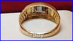 Vintage 10k Gold Mystic Topaz & Diamond Accent Men's Ring Gemstone Signed Shr