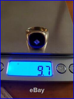 Vintage 10k Gold Onyx Natural Diamond Men's Ring Sz 10.5