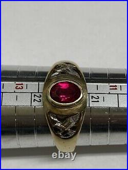 Vintage 10k Mens 2 Tone Ruby Eagle Ring Size 12
