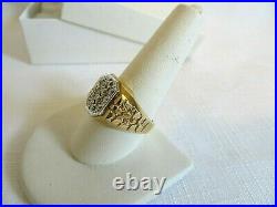 Vintage 10k Solid Gold 1/2 Carat Men's Diamond Ring Size 10 Nugget