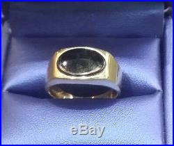 Vintage 10k Solid Yellow Gold Men's Genuine Black Onyx Ring Size 7.5 w. 5.2 grams