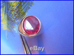 Vintage 10k Yellow Gold And 13.75x10.5mm Oval Cabochon Red Ruby Men's Ring Size8