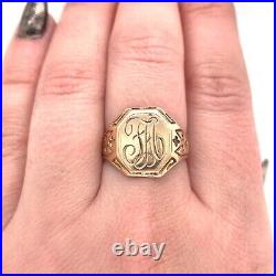 Vintage 10k Yellow Gold Men's Signet Ring Jewelry with Monogram (#J5949)