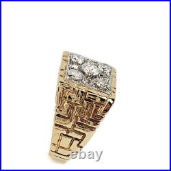 Vintage 10k Yellow Gold Mens Ring with 2/3 ctw Diamonds Size 8.25