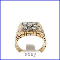 Vintage 10k Yellow Gold Mens Ring with 2/3 ctw Diamonds Size 8.25