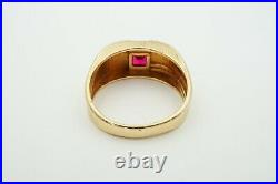 Vintage 10k Yellow Gold Ruby And Diamond Mens Ring Size 10.5