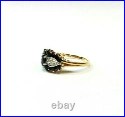Vintage 10k Yellow Gold Sapphire And Diamond Ring Size 8 1/4