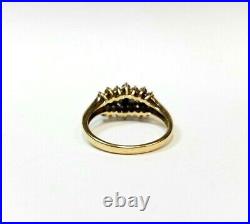 Vintage 10k Yellow Gold Sapphire And Diamond Ring Size 8 1/4