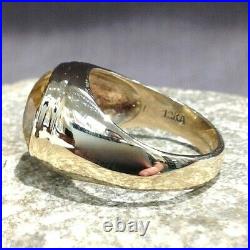 Vintage 10k Yellow Gold with Cushion-Cut Citrine Handmade Men's Ring