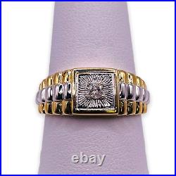 Vintage 10k Yellow & White Natural Diamond Men's Ring 4.20 Grams Size 10.5