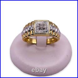 Vintage 10k Yellow & White Natural Diamond Men's Ring 4.20 Grams Size 10.5