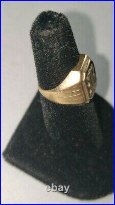 Vintage 10k yellow gold initial ring men