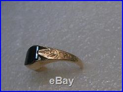 Vintage 10kt Gold Men's/Unisex Bloodstone Ring, Engraved Band, size 10.25, 4.64g