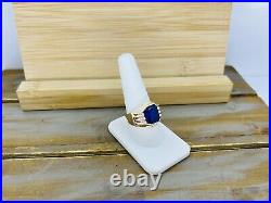 Vintage 10kt Solid Yellow Gold 6.44ct Rectangle Cut Lab Created Sapphire Ring
