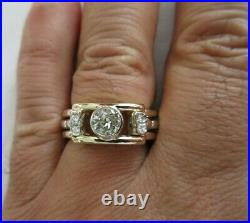 Vintage 14K Gold Diamond Men's Ring Center Old Mine Cut=1.05 G-VS1 Value=$19,750